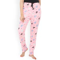 9shines Label Women Pink Printed Cotton Lounge Pants-picture-36