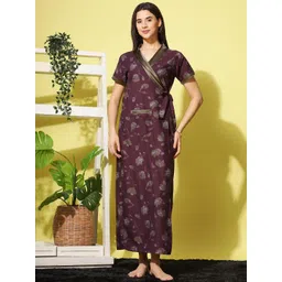 9shines Label Women Printed V-Neck Short Sleeves Robe-picture-29