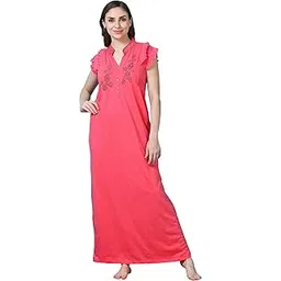 9shines label Women's Cotton Blend Maxi Nighty | Night Dress for Women | Nighty for Women Stylish | Night Gown for Women | Full Length Night Wear for Women (125)-picture-36