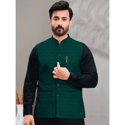 A A ENTERPRISES Men Woven Design Mandarin Collar Neck Nehru Jacket-picture-18