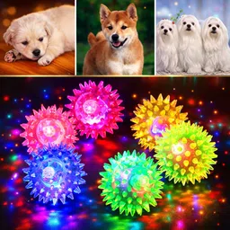 a cube LED Light-up Spike Squeaky Bouncy 3 PCS Ball for DOGS Rubber Chew Toy Handball-picture-47