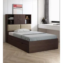 a globia creations Ryno Queen Size Bed In Choco Walnut Finish With Headboard & Drawer Storage-picture-29