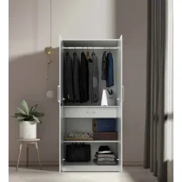 a globia creations Swiss 2 Door Wardrobe In Frosty White Finish With Drawer-picture-40