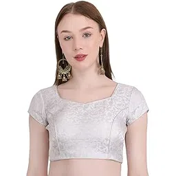 a k e zone Women's Readymade Blouse Sweetheart Brocade Short Sleeve || Stretchable Stylish Comfortable Blouses || Neck Style U-Neck Family Functions Best Holi Festivals Gift for Womens & Girls.-picture-13
