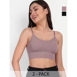 A K FASHION8855 Women Pack of 2 Solid Full Coverage Lightly Padded Non-Wired Slip-On Bra-picture-28