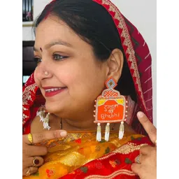 A little Extra Orange Fabric Earrings-picture-12