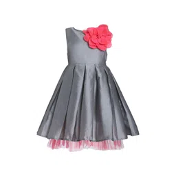 A Little Fable Girls Grey Neon Corsage Solid Fit & Flare Dress-picture-41