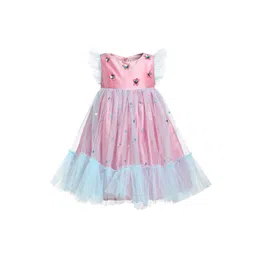 A Little Fable Girls Pink Embellished Fit and Flare Dress-picture-56