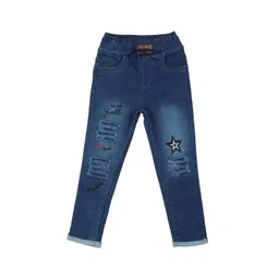 A-Okay Boys High-Rise Mildly Distressed Embroidered Slim Fit Stretchable Jeans-picture-21