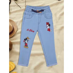 A-Okay Boys Jogger Fit High-Rise Mickey Mouse Printed Acid Wash Stretchable Jeans-picture-33