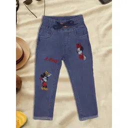A-Okay Boys Jogger Fit High-Rise Mickey Mouse Printed Acid Wash Stretchable Jeans-picture-34