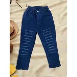 A-Okay Boys Slim Fit High-Rise Low Distress Embroidered Cotton Jeans-picture-10