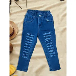 A-Okay Boys Slim Fit High-Rise Mildly Distressed Embroidered Cotton Jeans-picture-35