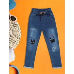 A-Okay Kids Clean Look Embroidered Slim Fit Cotton Denim Jeans-picture-12