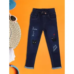 A-Okay Kids Clean Look Embroidered Slim Fit Cotton Denim Jeans-picture-13