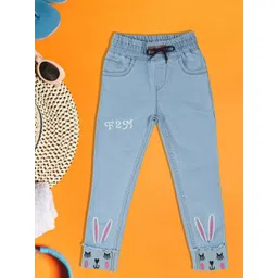 A-Okay Kids Embroidered Slim Fit Clean Look Cotton Denim Jeans-picture-10