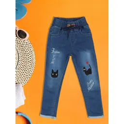 A-Okay Kids Embroidered Slim Fit Clean Look Cotton Denim Jeans-picture-11