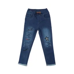 A-Okay Kids Jogger Fit Mildly Distressed Embroidered Jeans-picture-26