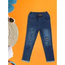 A-Okay Kids Low Distress Printed Cotton Denim Joggers-picture-20