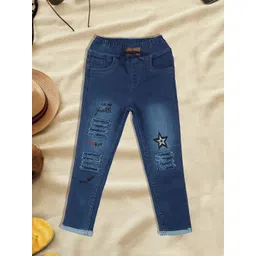 A-Okay Kids Slim Fit High-Rise Mildly Distressed Embroidered Stretchable Jean-picture-17