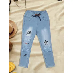 A-Okay Kids Slim Fit High-Rise Mildly Distressed Embroidered Stretchable Jeans-picture-21