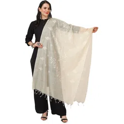 a r silk Cotton Blend Embroidered White Women Dupatta-picture-27