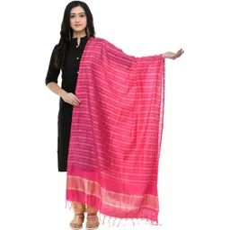 a r silk Pure Cotton Striped Pink Women Dupatta-picture-13