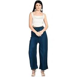 a r silk Women's Regular Fit Women Rayon Plain Palazzos(ARSP081) Blue-picture-39