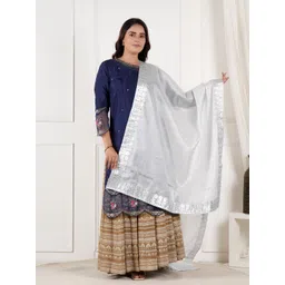 A R SILK DUPATTA HUB Floral Embroidered Art Silk Dupatta With Gotta Patti-picture-21