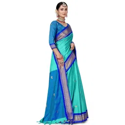 A S CREATION Ethnic Motifs Woven Design Zari Detail Pure Silk Kanjeevaram Saree-picture-22