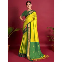 A S CREATION Ethnic Motifs Woven Design Zari Pure Silk Kanjeevaram Saree-picture-10