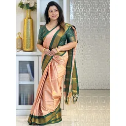 A S CREATION Ethnic Motifs Woven Design Zari Pure Silk Kanjeevaram Saree-picture-18