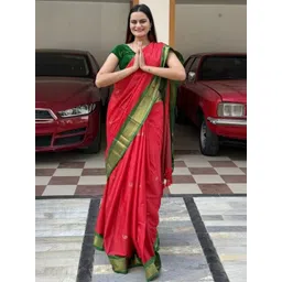 A S CREATION Ethnic Motifs Zari Silk Cotton Paithani Saree-picture-40