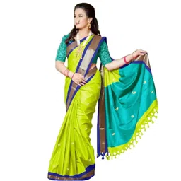 A S CREATION Ethnic Motifs Zari Silk Cotton Paithani Saree-picture-38
