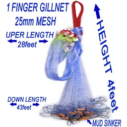 a to z 1FINGER 25mm FISHING GILLNET MUD SINKER,HEIGHT 4F,UP LENGHT 28F,DOWN LENGHT 43F Fishing Net-picture-15