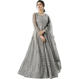 a to z cart Women's Net Embroidered Semi-Stitched Gown Kalini Gown-New-picture-11