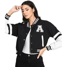 a to z creation A Letter Cropped Jacket with Button Closure and Long Sleeves for Women-picture-36