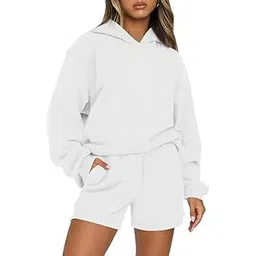 a to z creation Solid Hoodie for Women Full Sleeves Hooded Neck Sweatshirt with Shorts Set-picture-28