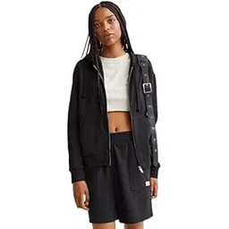 a to z creation Zipper Black Hooded Sweatshirt Hoodie for Women-picture-52