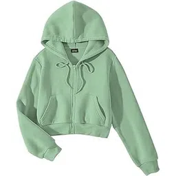 a to z creation Zipper Crop Hooded Jacket for Women Pista S-picture-34