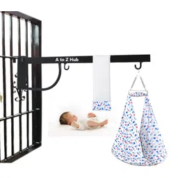 a to z hub Baby Swing Cradle Jhula with Mosquito Net Spring and Metal Window Cradle Hanger-picture-14