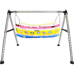 a to z hub folding steel baby cradle/jhula/ghodiyu/parna with mosquitonet hammock-picture-1