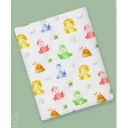 A Toddler Thing 100% Aloe Vera & Organic Cotton Woven Baby Dinosaurs Printed Towel - White-picture-15