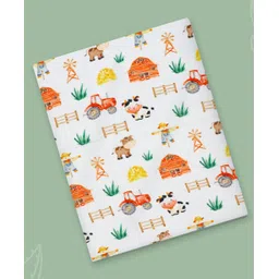 A Toddler Thing 100% Aloe Vera & Organic Cotton Woven Farm Theme Printed Towel - White-picture-17