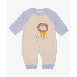 A Toddler Thing Cotton Full Sleeves Lion & Its Shinning Text Printed Romper - Light Blue & White-picture-27