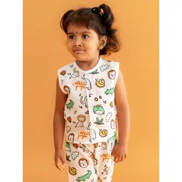 A Toddler Thing Hello Jungle Kids Printed Muslin Jablas With Shorts-picture-13