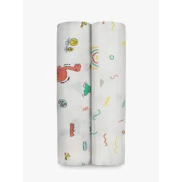A Toddler Thing Infants Set of 2 Printed Pure Cotton Muslin Swaddle Wrap-picture-39