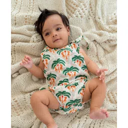 A Toddler Thing Mulmul Cotton Knit Sleeveless Cheetah Printed Romper - Multi Colour-picture-13