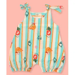 A Toddler Thing Mulmul Cotton Knit Sleeveless Fruits Printed Romper - Multi Colour-picture-28