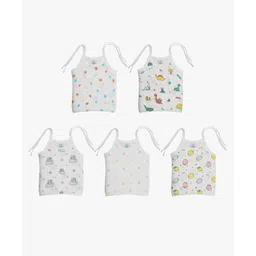A Toddler Thing Sleeveless Pack Of 5 Muslin Animal Print Jhablas - White-picture-24
